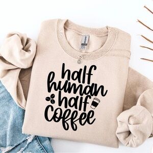 Cream Crew Neck Sweater with Playful Text Design